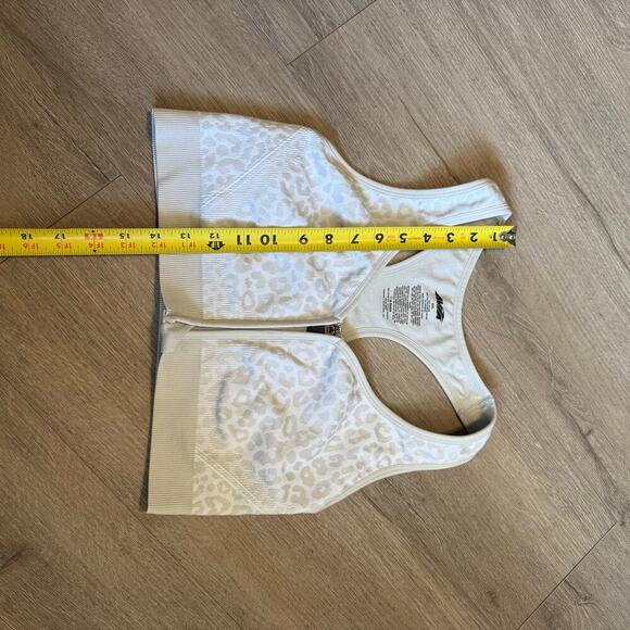 Avia Zip Front Sports Bra XXL Leopard Print Light Grey Racerback Style AV18191 - Picture 13 of 13
